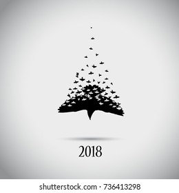 Flock of flying birds logo. Vector