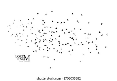 A flock of flying birds silhouette. Vector illustration