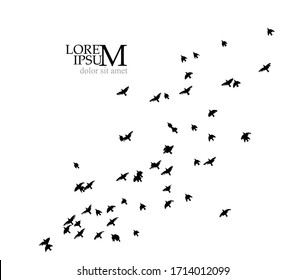 A flock of flying birds silhouette. Vector illustration