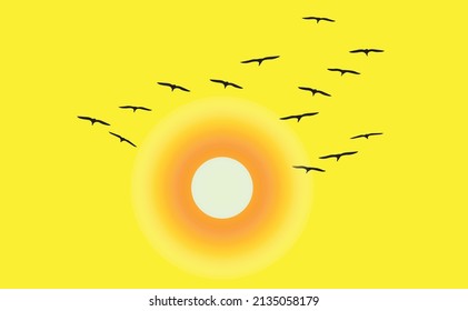 Flock of flying birds. Silhouette vector. Isolated flying birds. Tattoo design.