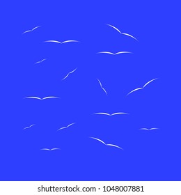 A flock of flying birds. Vector