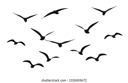 Flock Birds Fly Vector Stock Vector (Royalty Free) 1242300085