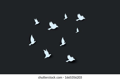 A flock of flying birds. Vector