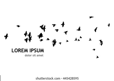 A flock of flying birds. Vector