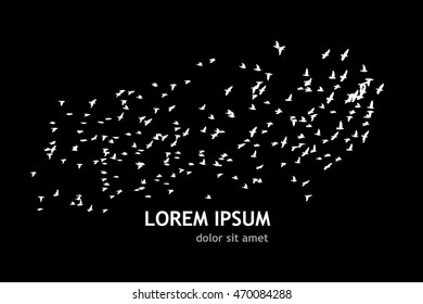 A flock of flying birds. Vector