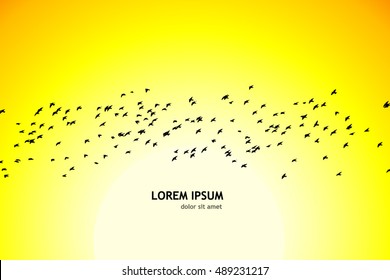 A flock of flying birds. Vector