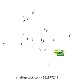 A flock of flying birds. Vector