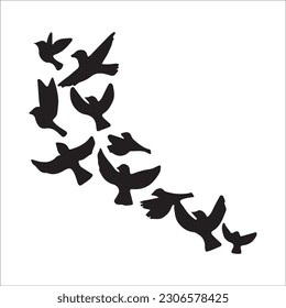 A Flock of Flying Birds. Vector bird silhouette 