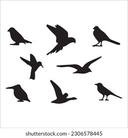 A Flock of Flying Birds. Vector bird silhouette 