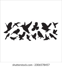 Eine Flock von fliegenden Vögeln. Vektor-Vogelsilhouette 