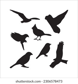 Una bandada de aves voladoras. Silueta de ave vectorial 
