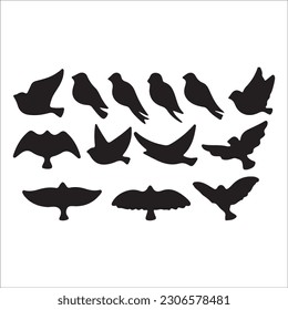 A Flock of Flying Birds. Vector bird silhouette 