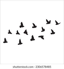 A Flock of Flying Birds. Vector bird silhouette 
