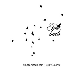 A flock of flying birds. Vector illustration