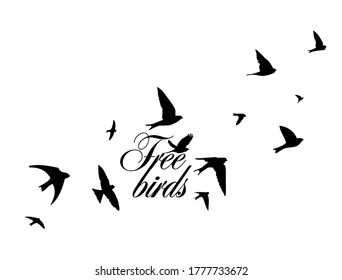 A flock of flying birds. Vector illustration