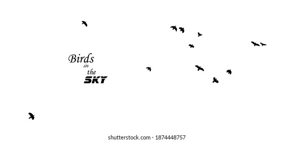 A flock of flying birds. Vector illustration