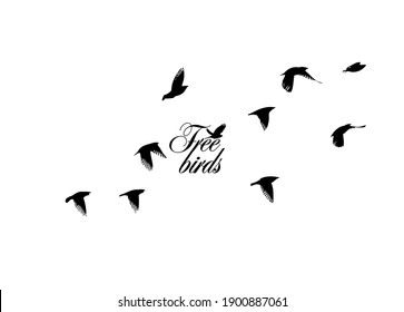 A flock of flying birds. Vector illustration