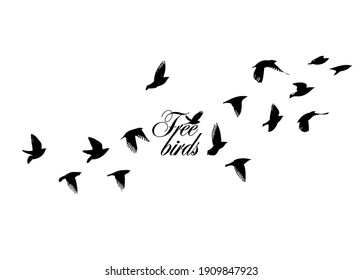 A flock of flying birds. Vector illustration