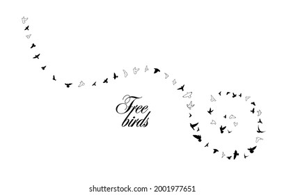 A flock of flying birds. Vector illustration