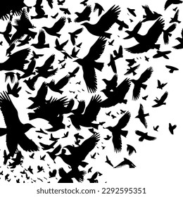 A flock of flying birds. Vector illustration