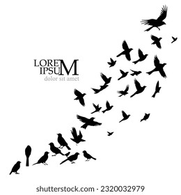 A flock of flying birds. Vector illustration