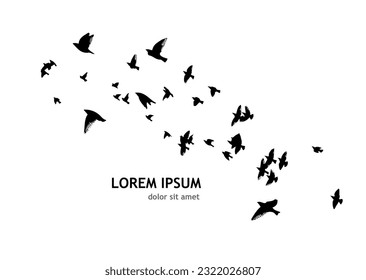 A flock of flying birds. Vector illustration