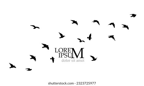 A flock of flying birds. Vector illustration