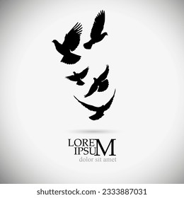 A flock of flying birds. Vector illustration
