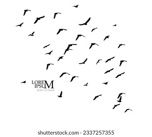 A flock of flying birds. Vector illustration