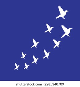 flock of flying birds vector silhouette drawing illustration