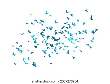 A flock of flying blue birds. Free birds. Vector illustration