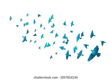 A flock of flying blue birds. Free birds. Vector illustration