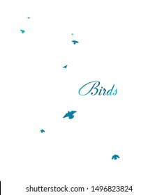 A flock of flying blue birds. Vector illustration