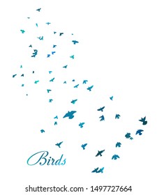 A flock of flying blue birds. Vector illustration