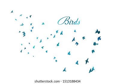A flock of flying blue birds. Vector illustration