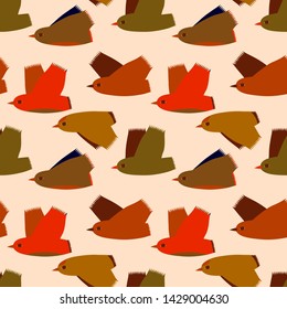 a flock of migratory birds. kids drawing. Seamless vector pattern for prints, wallpapers, textiles.