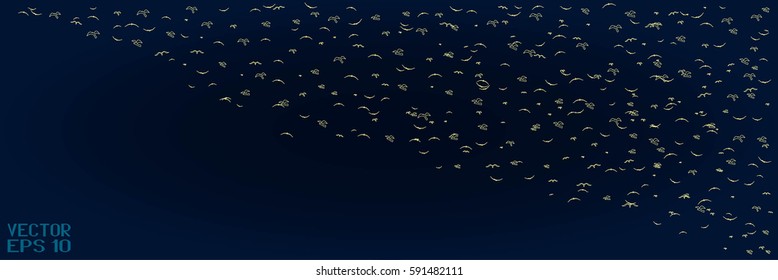 A Flock of Migratory Birds. Seasonal Autumn Spring Background. Vector Illustration
