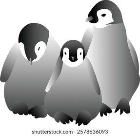 Flock of Penguins. Flat Illustrasion. Penguin icons set isolated on white background