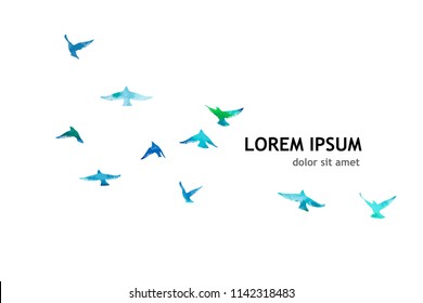 A flock of picturesque flying birds. Vector