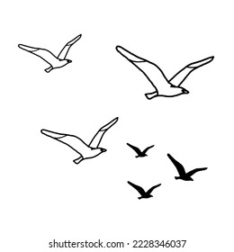 flock of seagulls isolated on white background vector illustration