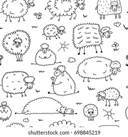 Flock of sheeps, seamless pattern for your design