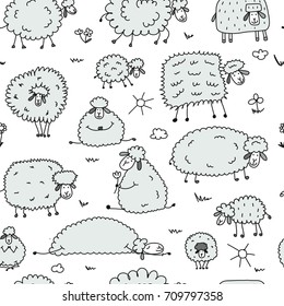 Flock of sheeps, seamless pattern for your design