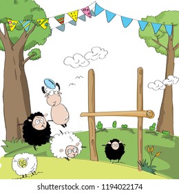 Flock of sheeps, sketch for your design