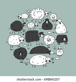 Flock of sheeps, sketch for your design