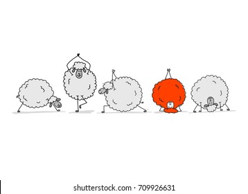 Flock of sheeps, sketch for your design