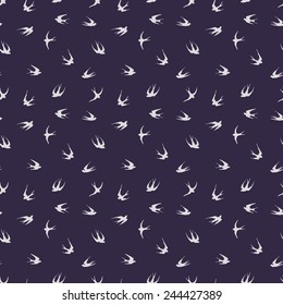 Flock of swallows. Seamless pattern. Vector illustration. 