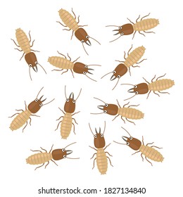A flock of termites. Cartoon type vector illustration.