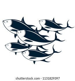 A flock of tuna in the sea vector