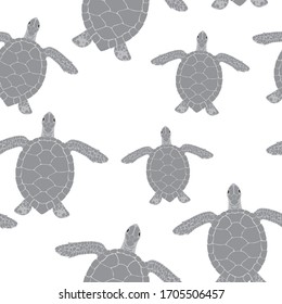 Flock of turtles seamless pattern. Creative vector background with reptile flock.