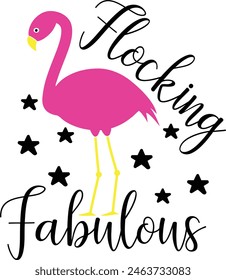 Flocking Fabulous Summer Flamingo Typography Design